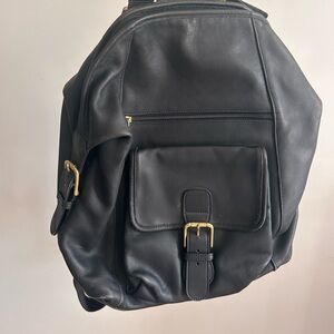 Vintage Coach Black Leather Backpack 0521